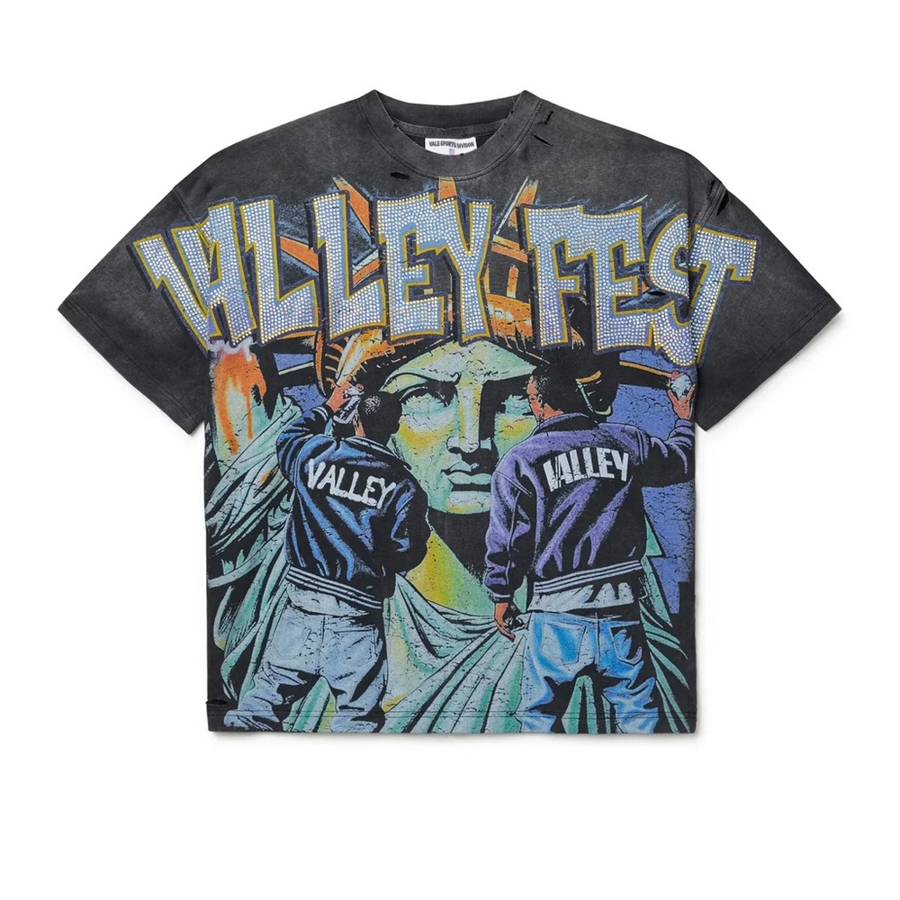 VALE FOREVER BLING GRAFFITI TEE BLACK M